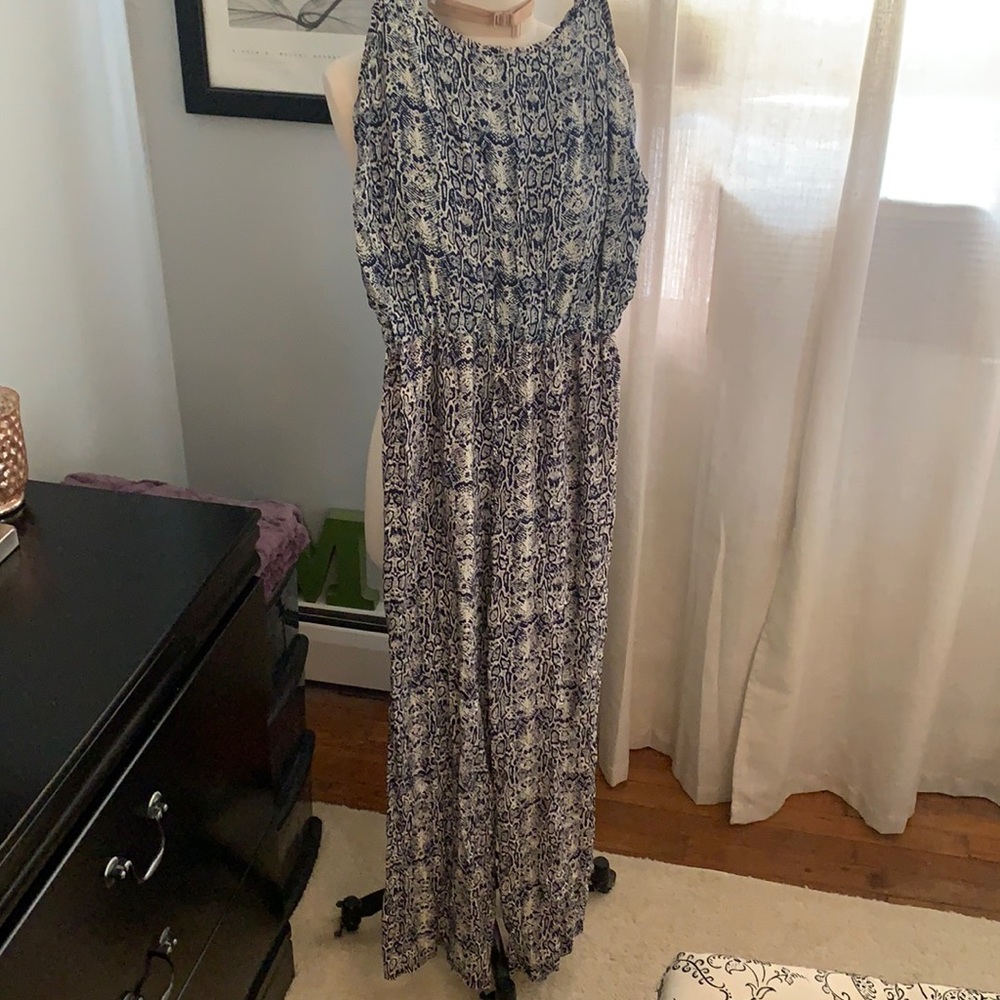 Navy blue and ivory jumpsuit
